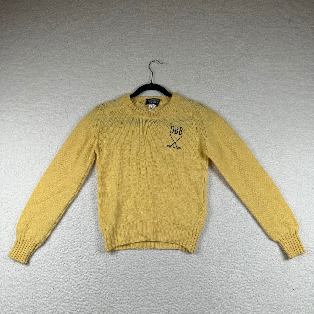 Vtg Northbriar Dayton's Hockey Sweater Boys Wool Blend M Yellow Preppy Italy